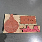 Lot Christmas Rubber Stamp Wood Mount Fancy Ornament Dear Santa Noel