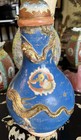 Rare Antique Japanese Satsuma Porcelain Bottle vase W Gold Dragon