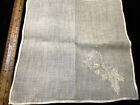 912    vtg Antique C1910 Whitework Ayrshire Floral Handmade Wedding Bridal Hanky