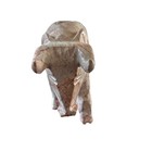 Large Vintage Charging Bull Pink Stone Marble Sculpture Hand Carved Figurine