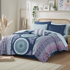  Complete Bed In A Bag Casual Boho Comforter With Sheet Set Queen Loretta Navy