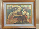 Vintage  a Good Book  By Walter Firle Art Print Framed 18  X 15 