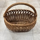 Large Vintage Wicker Easter Egg Basket Oval Handle Farmhouse Centerpiece