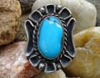 Vintage Native American Sterling Silver Turquoise Navajo Ring Signed Lf Size 7 5
