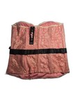 Spicy Girl Pink Lace Corset Top Strapless Tube Bustier Black Satin Bow Small Nwt