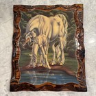 Vtg Unicorn Fantasy Horses Decoupage Art On Wood Unicorncore Sue Dawe Signed    82