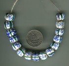 African Trade Beads Vintage Antique Venetian Old Glass White Fancy Ribbon Beads