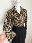 Vintage Long Sleeve Mixed Animal Print Button Down Shirt Size M l