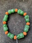 Wonderful Chinese Hetian Natural Green Jade Hand Carved  cabbage  Beads Bracelet