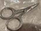 Vintage Silver Tone Engraved Sewing Embroidery Scissors 3    Inch Usa Made Ornate