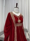 Presenting Faux Georgette Maroon Gown Bottom With Dupatta For Wedding Wear
