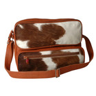 Brown Cowhide Leather Shoulder Bag Western Hair On Hide Messenger Handbag