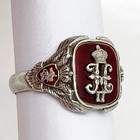 Faberge  Russian Imperial 88 Silver Enamel Ring Emperor Nicholas Ii Monogram
