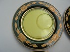 4 Antique Vintage Vaseline Glass Snack Plates Uv Reactive Gold Flowers 8 3 4 