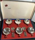 Eberle Brazil Silverplate Dessert Bowls And Spoons Set Of 6 Original Box Vintage