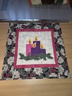 Christmas Holidays Wall Hanging Holly Berries Candles Handmade Quilted 