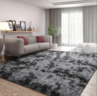 Large Area Rugs For Living Room  4x6 Feet Tie-dyed Dark Grey Shaggy Rug Fluffly