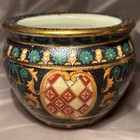 Vintage Moriage-style Ceramic Planter 5    X 4   raised  Textured Enamel  Gold Trim