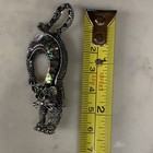 Cat Brooch Pin   silver Tone Metal   multicolor Inlay   clear Rhinestone Accents