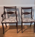 Antique Duncan Phyfe Mahogany 6 Piece Dining Room Chair Set  Two Captains Chairs