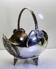 Rare Antique Persian Islamic  875 Solid Silver Floral Vine Basket Hand Carved