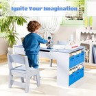 3 In 1 Toddler Art Table And Chair Set With Storage Bins Paint Cups Paper Roll