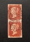 Queen Victoria Penny Red Pair Sg 8 Pl 37 Used No 9 In Mx 4 Margins Quality Vf