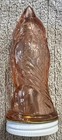 Vintage Pink peach Figural Owl Glass Jar Coin Bank 4 75 Inches