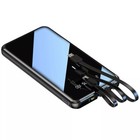 Portable Power Bank 20000mah Fast Charging Battery With 4 Built In Cables Black