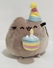 Gund Pusheen Birthday Cake   Party Hat Plush 10 5  Cat Gray pastel New W tags