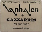 Van Halen Show Flyer  november 14-17  1974 At Gazzarri s On The Sunset Strip 