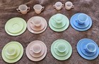 Vtg Hazel Atlas Child   s Little Hostess Pastel Moderntone Tea Set 27 Pcs Dishes
