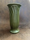 Vintage Mcm Vase Green Pottery Art Deco Style Mid Century Modern 