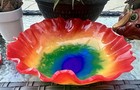 New Rainbow Resin Bowl And Tray Set  Colorful Handcrafted Home Decor