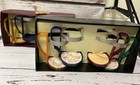 Vintage Mid Century Red Yellow Green Tan Kentley Serving Beverage Holder Set X 2