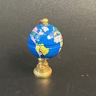Vtg Turning Miniature World Globe For 1 12 Scale Dollhouse 18k Gold Plated Brass