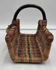 Vintage Wicker Harvest Basket Acorn Oak Leaf Accent Rustic Fall Decor