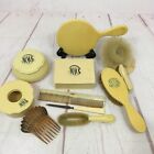 Antique Vanity Dresser Set Hand Mirror Hair Brush Comb Powder Jar Nail File Lot