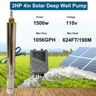 4  2hp Solar Pump Submersible Pump Bore Deep Well Pump mppt Controller Dc 110v