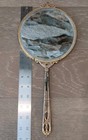 Antique Brass Tone Ornate Handheld Vanity Mirror  13 5  X 6 