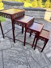Vintage Chinese Hand  Carved Rosewood Nesting Tables 27x20x14    set Of 4