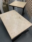 Rectangle Travertine Stone Top Wood Base Coffee Table 48x28x18 Beige