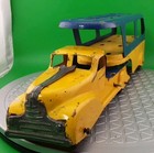 1930 s Wyandotte Pressed Steel Windup Car Carrier Cab W  Trailer 13  in  Works 