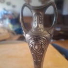 Stunning Antique Pewter Vase Art Nouveau Jugendstil Maiden Twin Handles