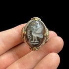 Ancient Afghanistan Old Agate Bird Intaglio Stone Solid Silver Ring