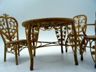 Vintage Wicker Rattan Table   Chairs 1 12 Dollhouse Miniature