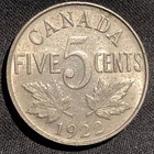 1922 Canada 5 Cents Nickel Coin - Vf  very Fine  Condition