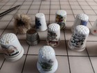 Vintage 12 Piece Lot Of Thimbles Metal Porcelain Ceramic Glass Sewing