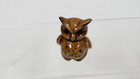 Vintage Owl Figurine Ceramic Miniature Figure 1 5 In High Brown With Black Specs