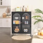 Buffet Sideboard Cabinet  Metal Storage Cabinet With Hazy Pc Board Door